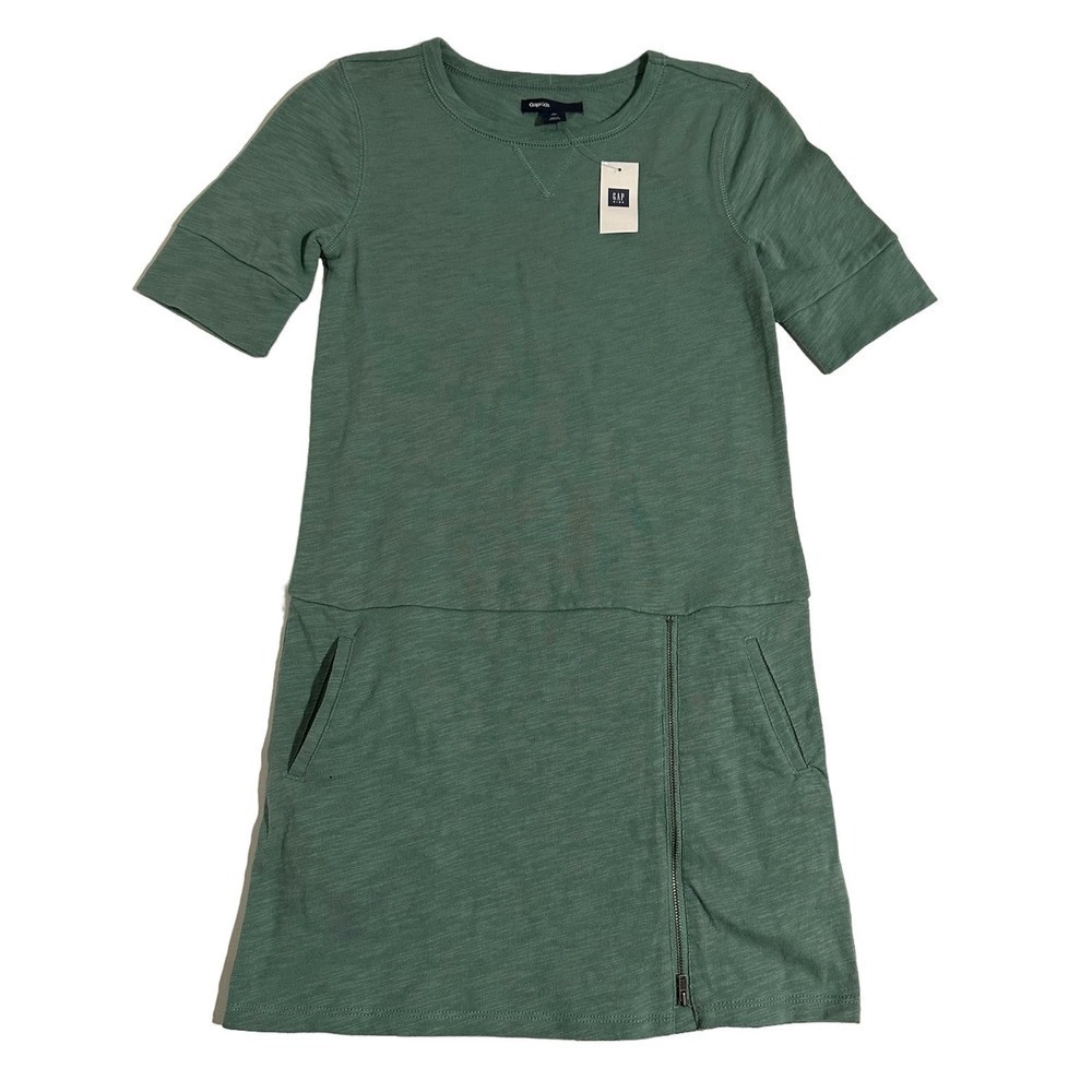 NWT Gap Kids 3/4 Sleeve Boggy Green Shift Dress Girls 10